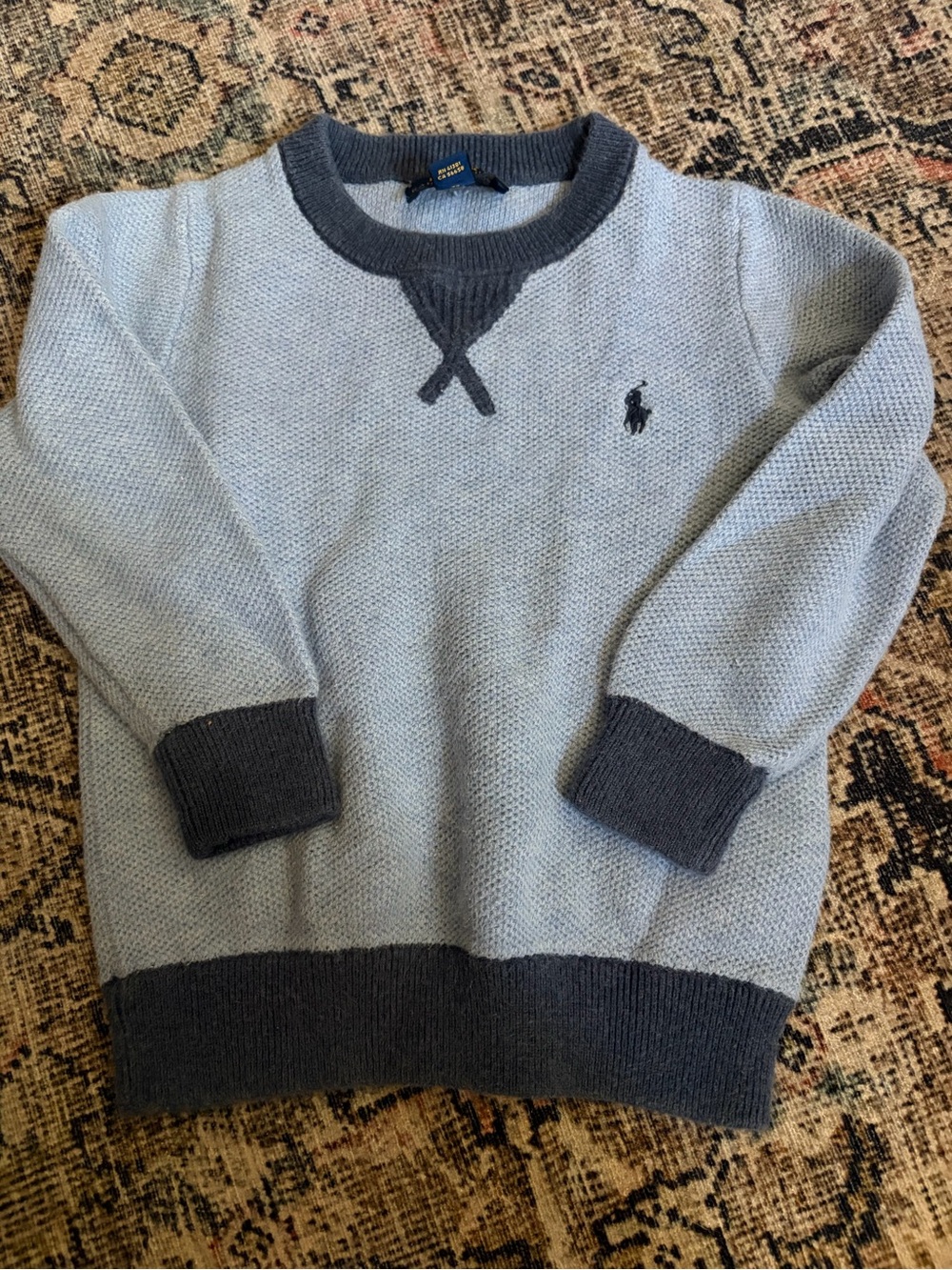 Polo by Ralph Lauren Light Blue Crewneck Sweater with Navy Accents